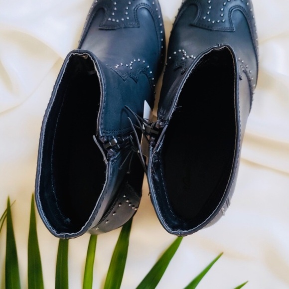 Women's Faux Leather Studded Western Bootie - Picture 5 of 7